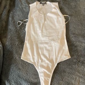 White ribbed sleeveless bodysuit